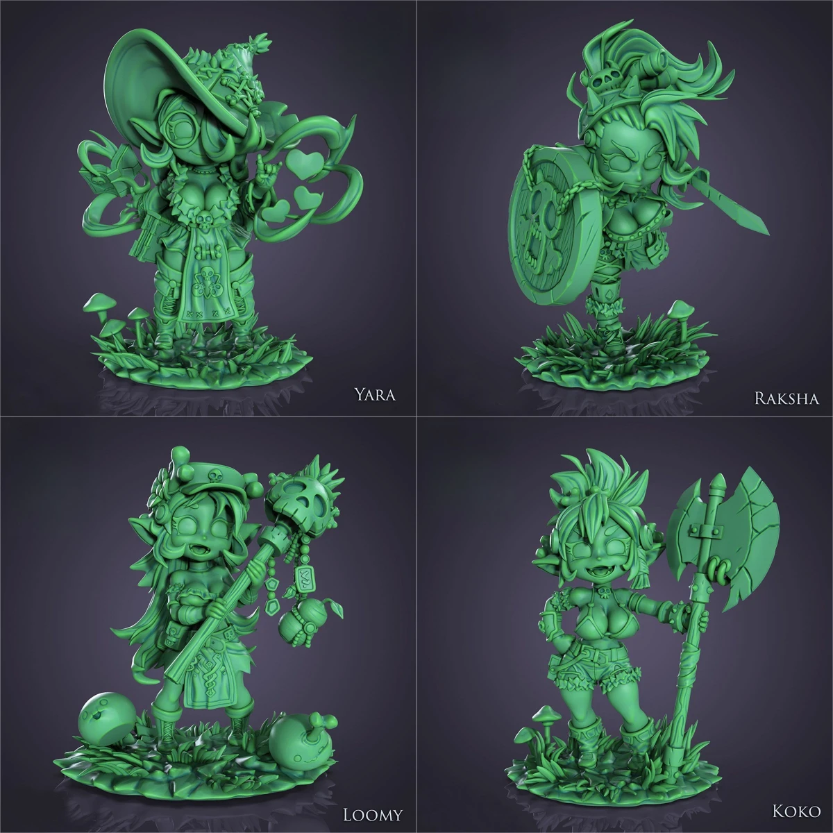 1/24 50mm Goblin Girls Group High-precision Resin 3D Printed Model Desktop Ornaments and Figurines DIY Coloring Figurines