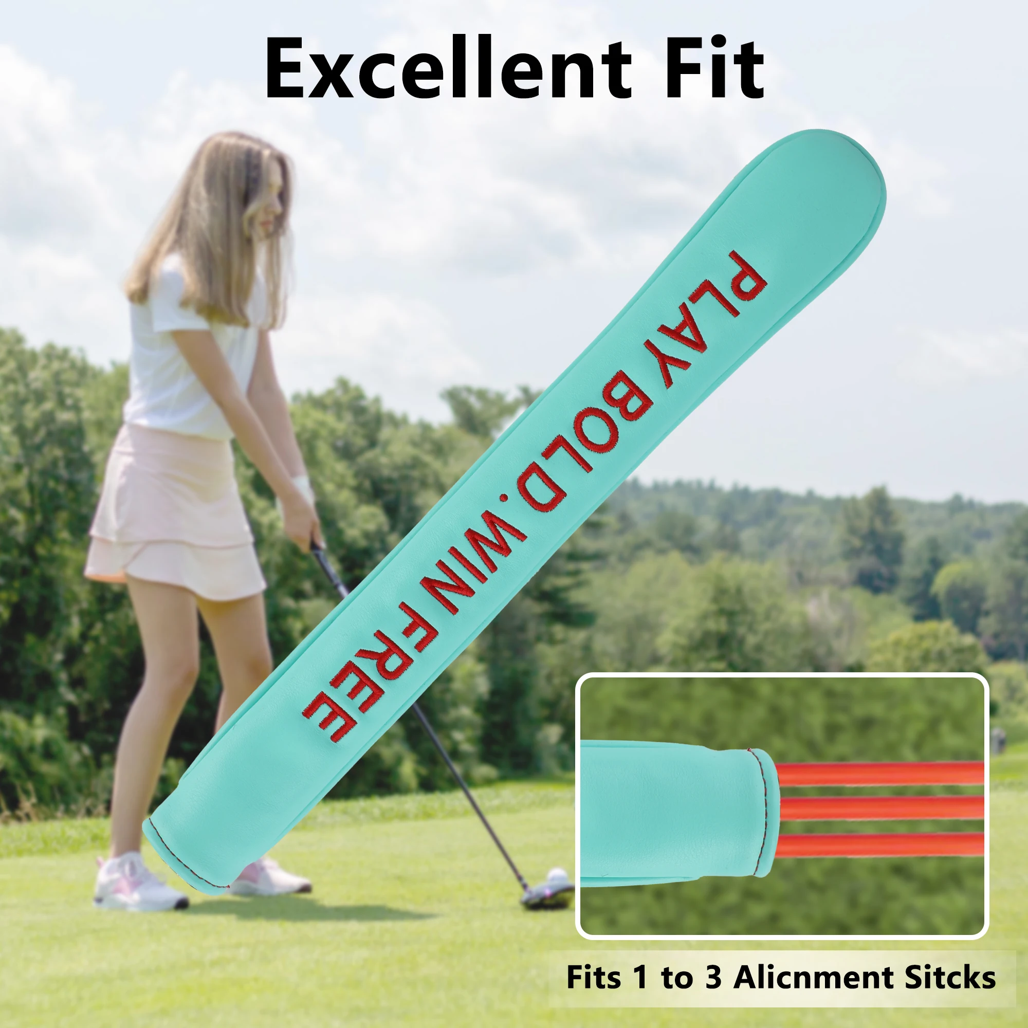 Golf Alignment Stick Cover Training Aid Durable PU Leather Elastic Closure Available Stylish Golf Head Cover For All Golfers