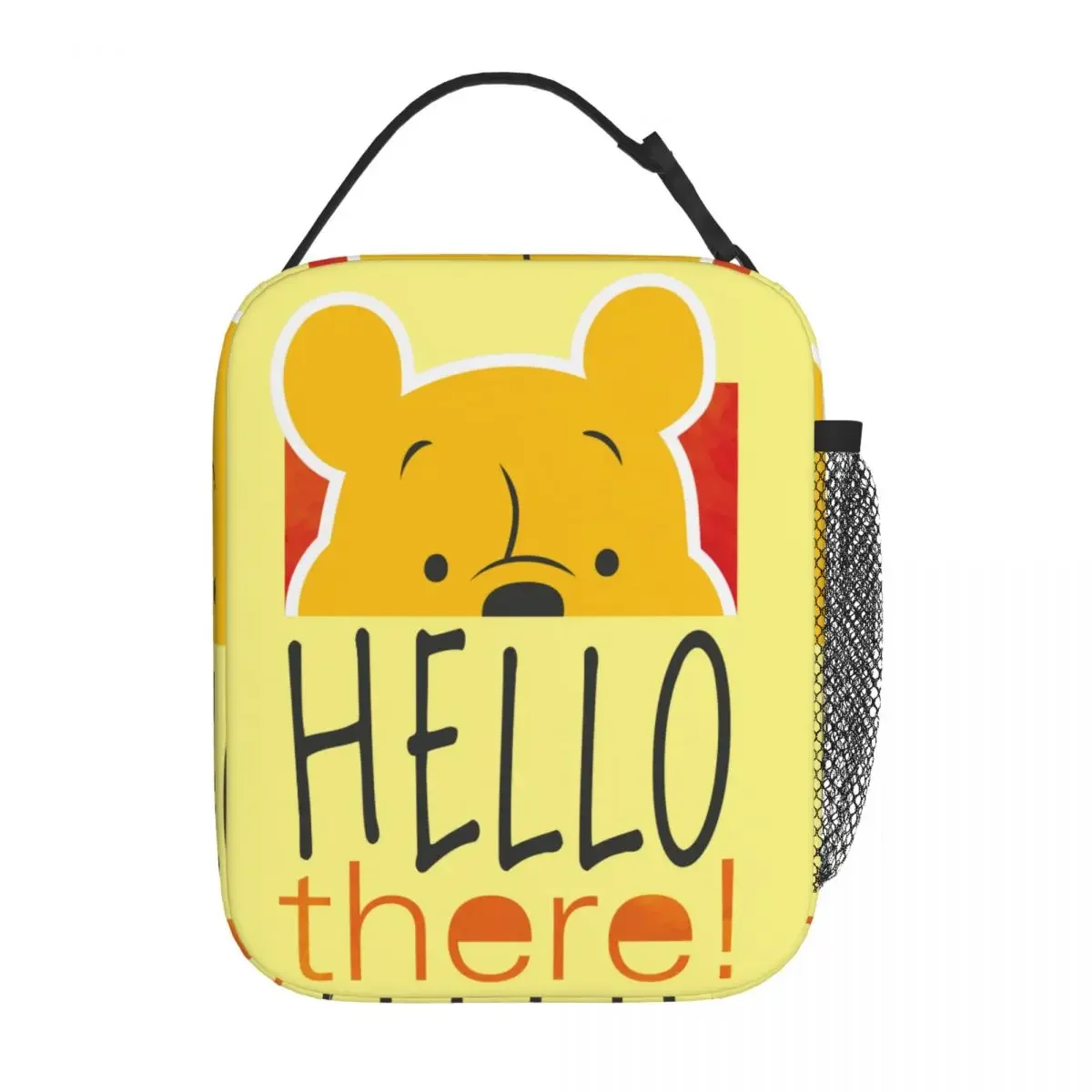 Winnie The Pooh Peeking Hello There Borsa per il pranzo isolata Borsa termica riutilizzabile portatile Borsa per il pranzo Tote Office Outdoor Bento