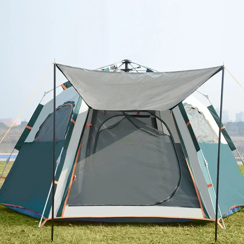 ge-Easy Setup Tent Outdoor Portable Folding Automatic Rainproof Hexagon Thickened Camping Tent