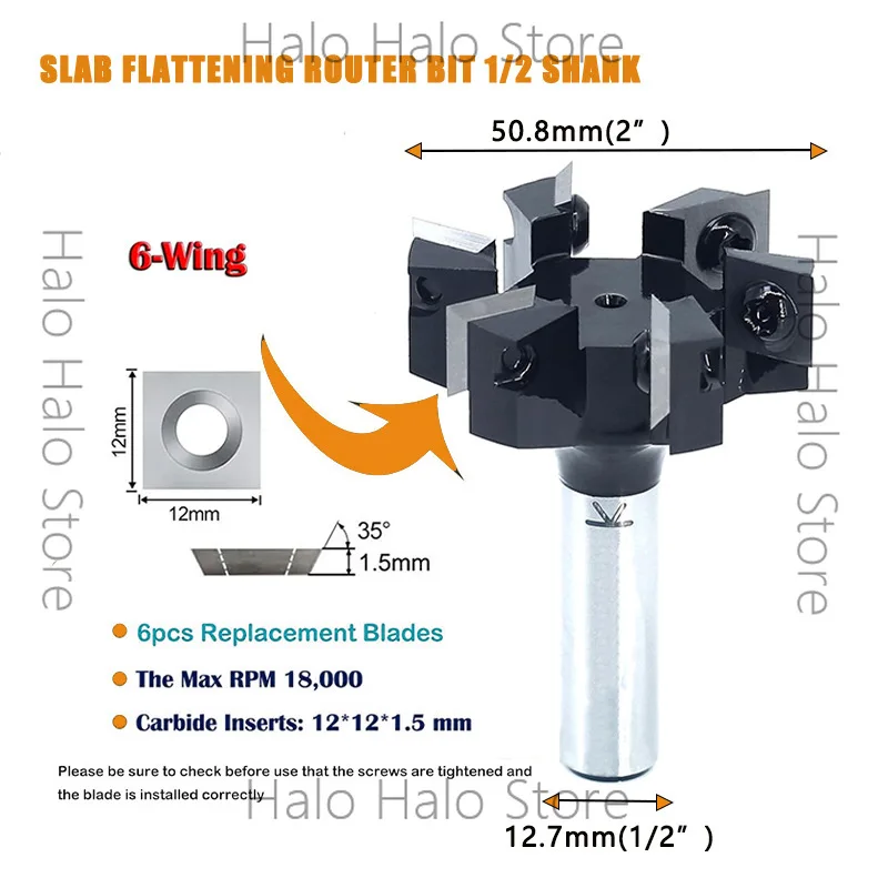 Six-blade disposable slotting milling cutter 1/2 handle bottom cleaning cutter removable inlaid type