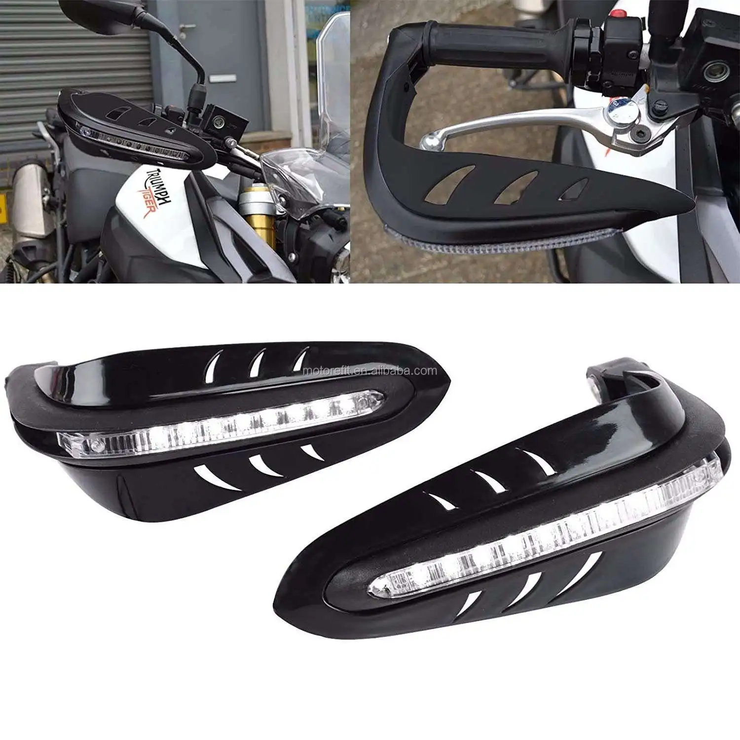 7/8 '' Gurads Hand Motorcycle Hand Bar DC 12V LED Turn Signals White ABS Handguard