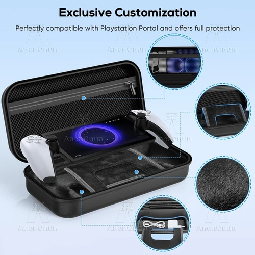 Imagen 2 del producto PS Portal-Kit de accesorios protectores 8 en 1, Estuche de transporte, funda de silicona suave, 4 empuñaduras para pulgar, 2 protectores de pantalla de vidrio templado HD