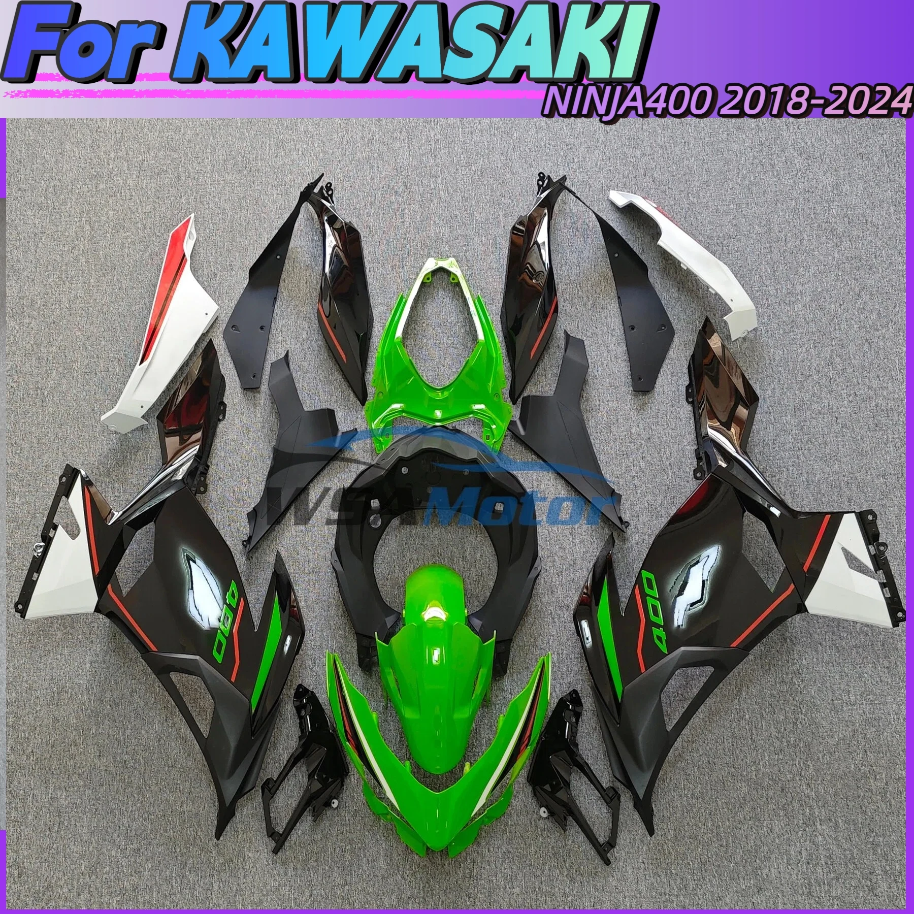 Fit For Kawasaki NINJA400 EX400 2018-2019-2020-2021-2022-2024 Fairing Accessories Green Black Bodywork Components Pack Left Righ