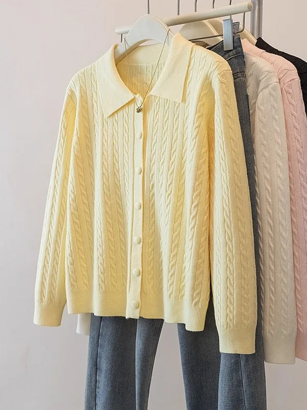 

Мягкий желтый вязаный свитер с длинными рукавами для женщин, осенне-зимний, больших размеров, повседневный, удобный трикотаж, весенний тренд