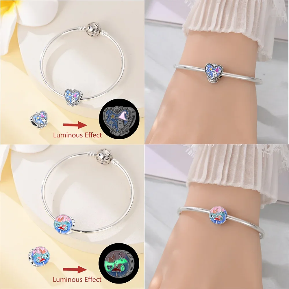 Silver-Plated Sun Moon Eye Charms Beads Fit Original Bracelets Bag Keychain Charms Beads Pendant Diy Women Jewelry Gift