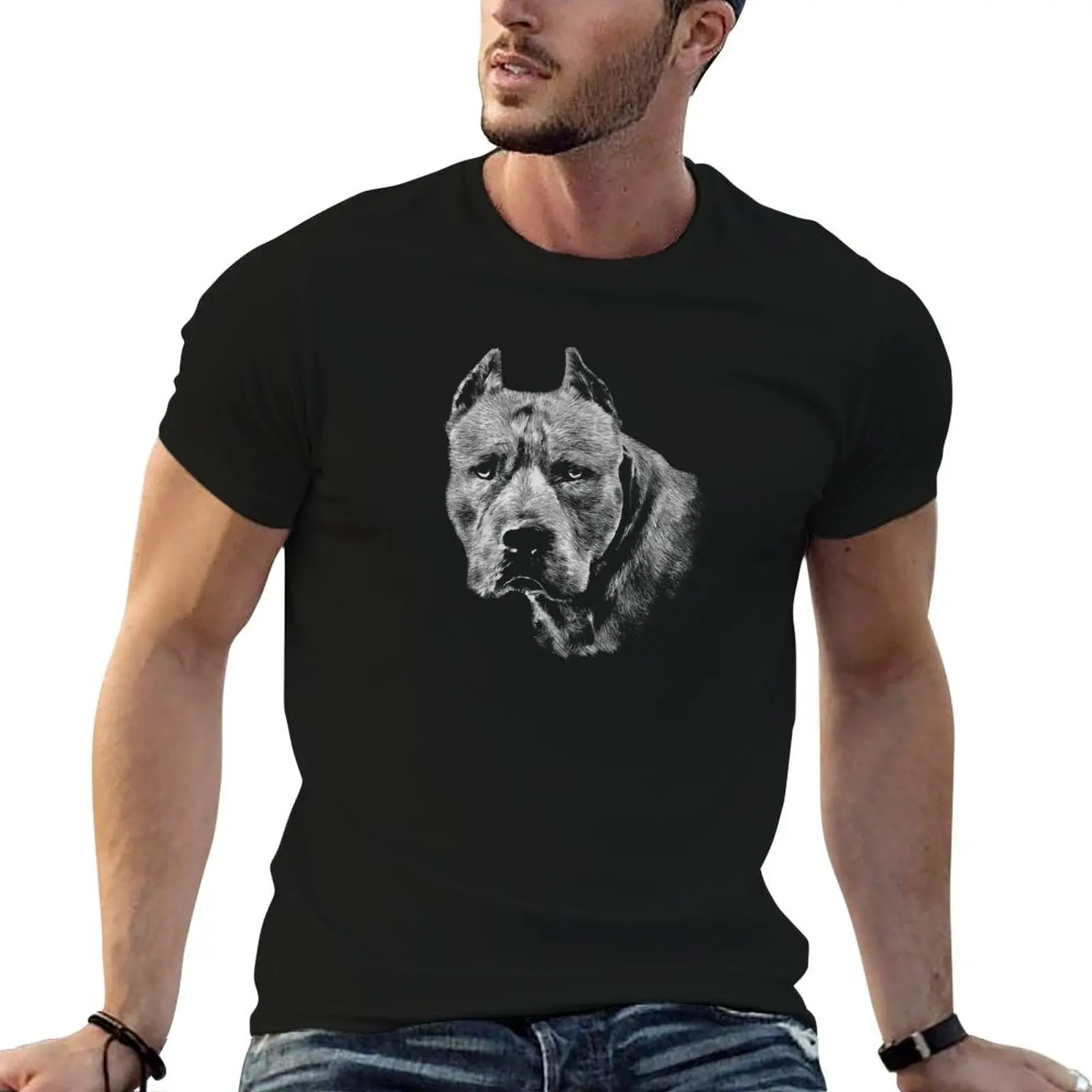 

American Pit Bull Terrier T-Shirt anime figures summer clothes boys animal print plain black t shirts men