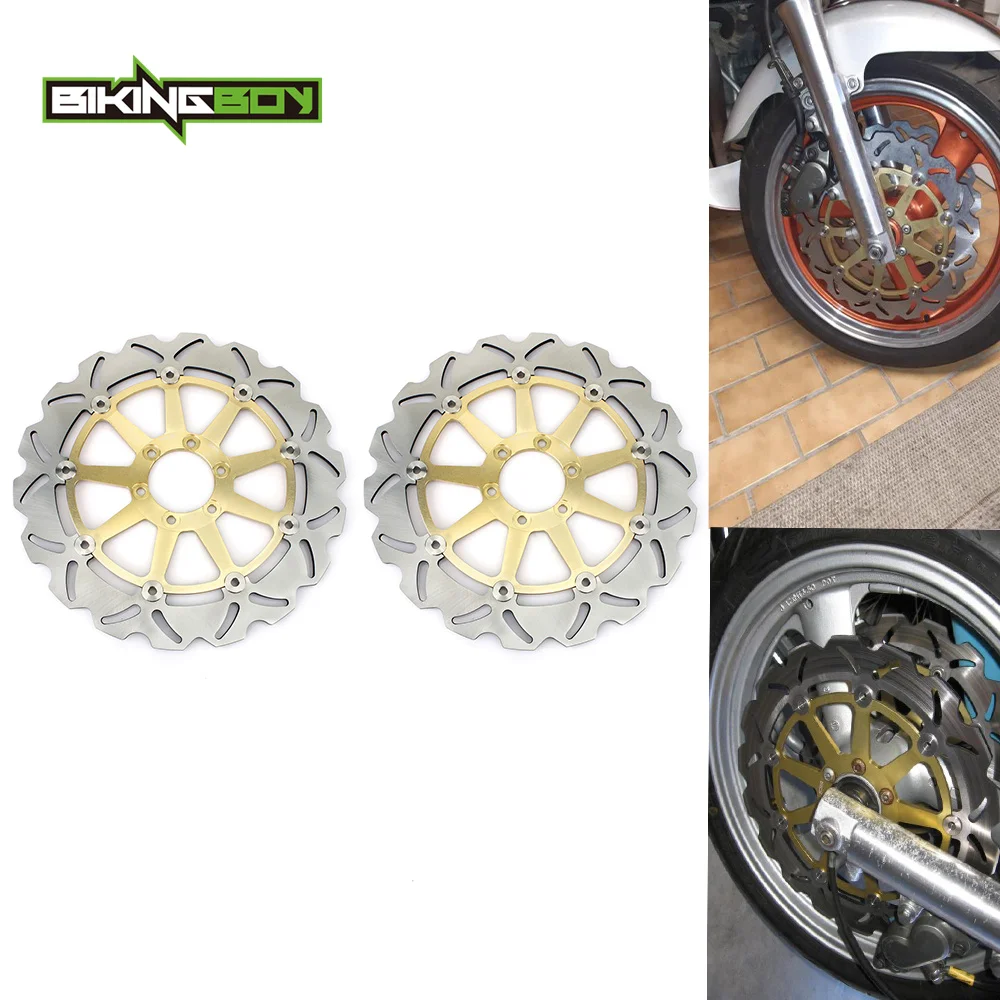 BIKINGBOY For XJR 1200 95 96 97 FZR 750 R 89-97 FZR 1000 Exup 90-95 91 92 FZR 1000 Genesis 87-89 Front Brake Discs Disks Rotors