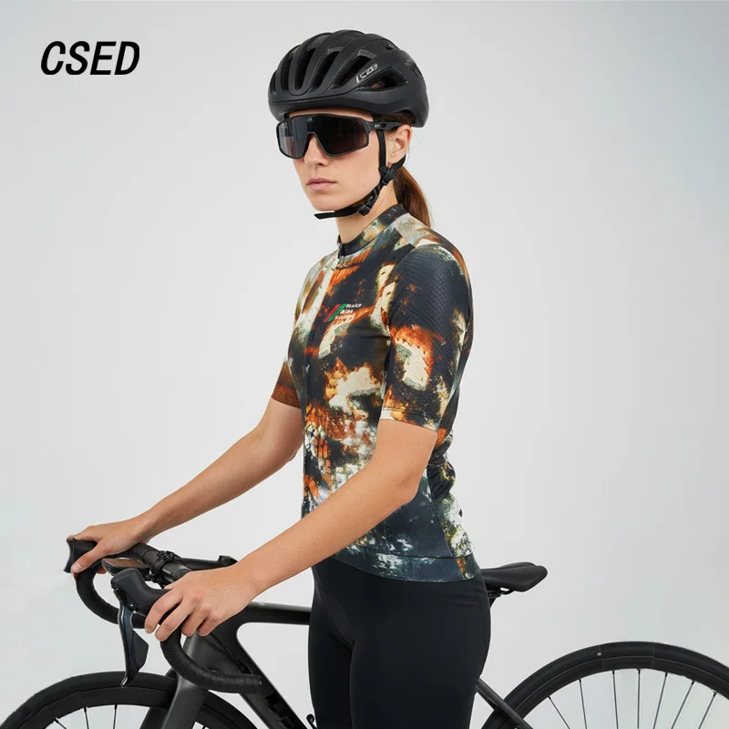 

CSED Women's Cycling Jersey Bicycle Riding Clothes Slim Short Sleeve Bikewear Clothing Top Shirt Breathable Quick Dry Sweatshirt