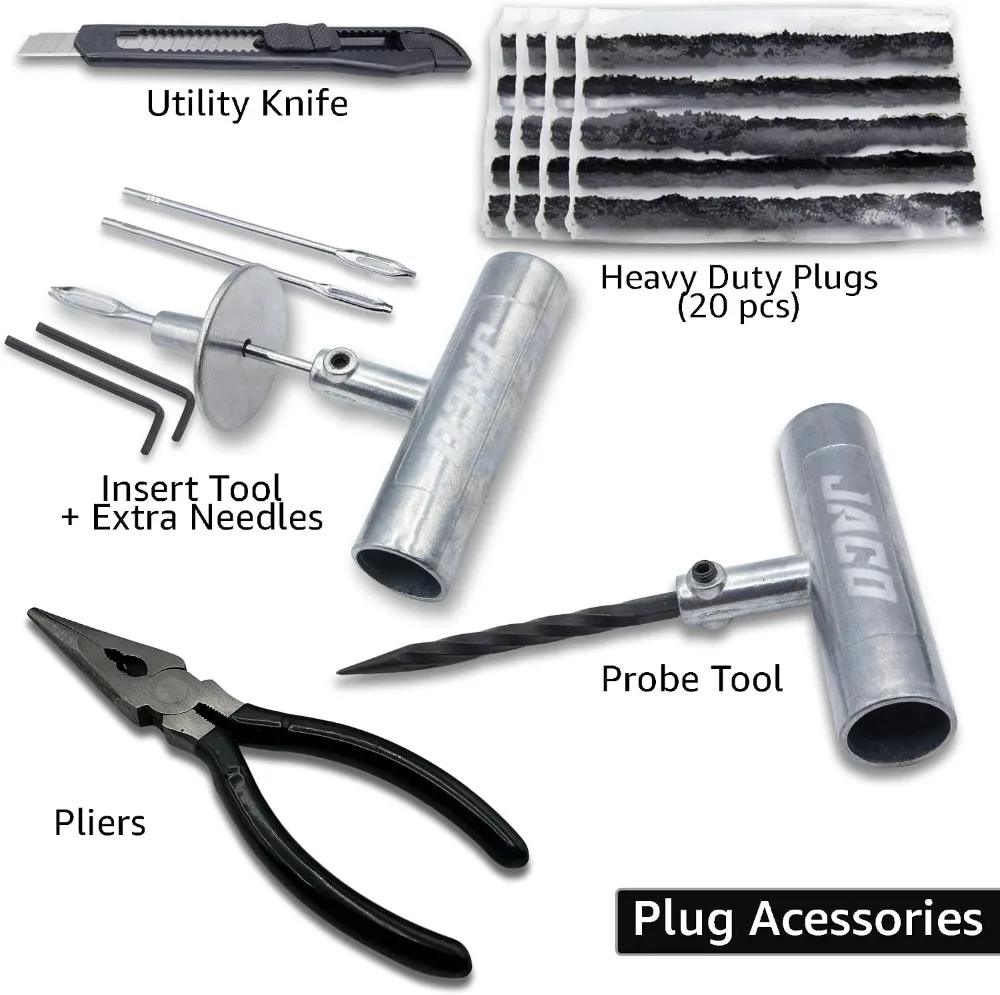 50-Piece Heavy Duty Tire Repair Kit - Universal Plug Kit for Car, Truck, Motorcycle, Trailer, ATV/UTV