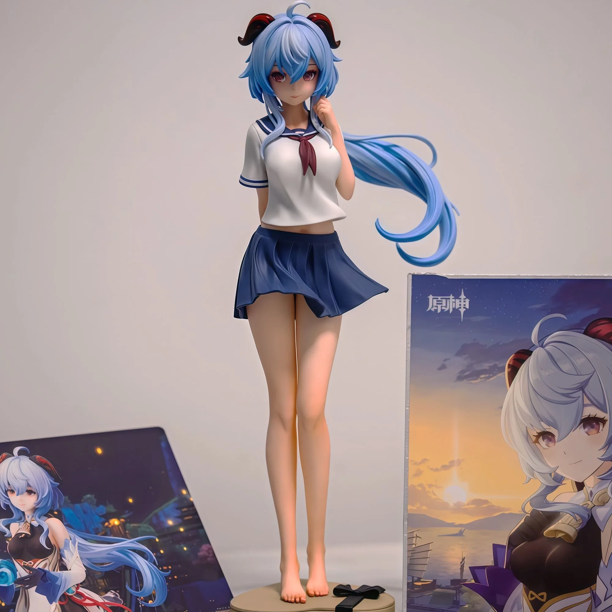 Figura de Ganyu de Genshin Impact de 25 cm, Figura de Ganyu con Uniforme Escolar, Figura de PVC, Muñeca, Adorno, Colección, Juguete
