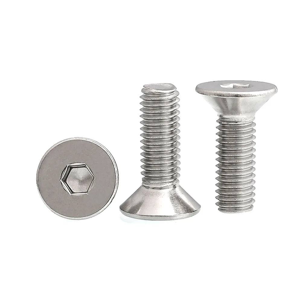 316 Stainless Steel M2 M2.5 M3 M4 M5 M6 M8 M10 M12 Hexagon Hex Socket Head Flat Countersunk Allen Bolt Screw L=4-100mm