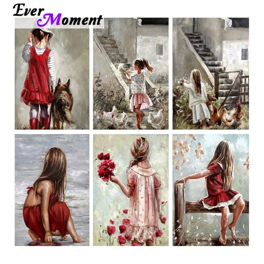 

Алмазная картина Ever Moment для девочек с курицей, полная квадратная дрель, вышивка, сделай сам, мозаика ручной работы, вышивка крестиком, украшение для дома ASF2105