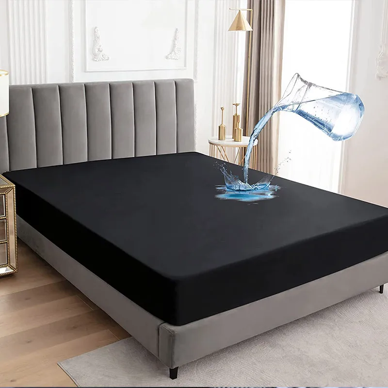 Elastic Fitted Sheet Waterproof Couple Double Bed Sheets Bed Linen Mattress Protector for Kids 90 160 135x200 Full King Washable