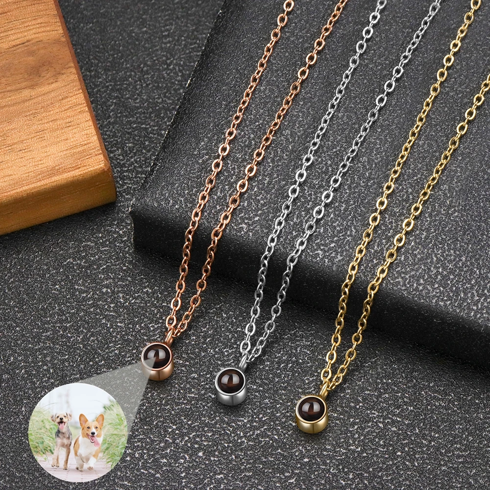 

Round Pendant Necklace for Women Men Custom Photo Projection Photo Necklace Couple Personalized Birthday Gift