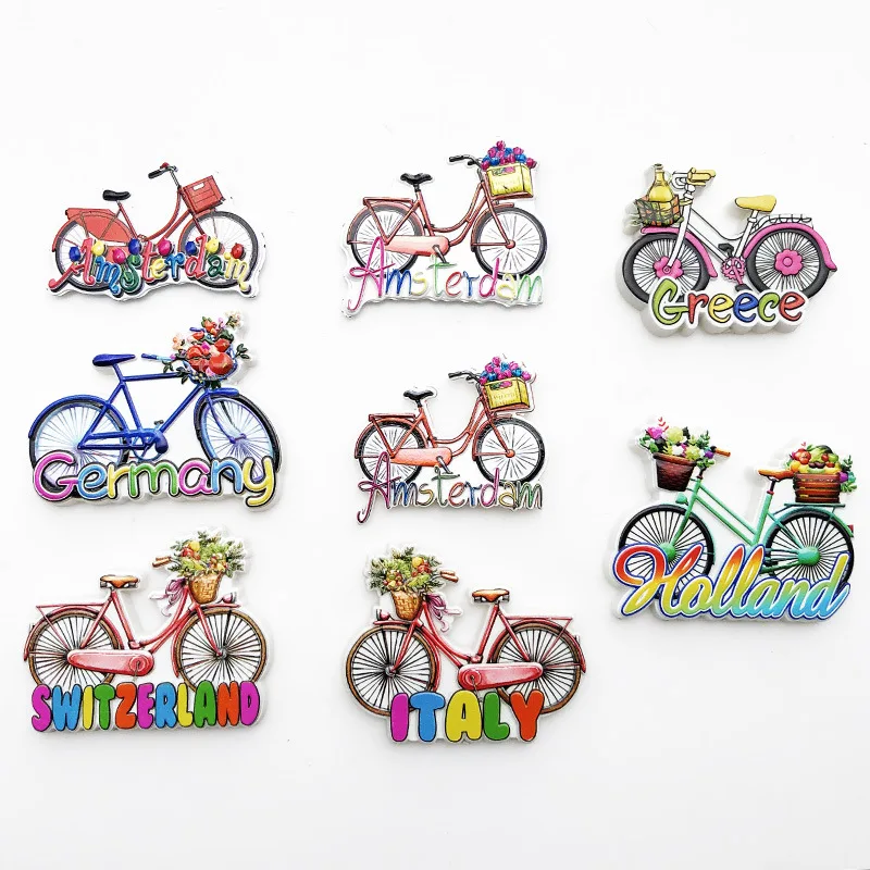 

Cute European Bicycle Fridge Magnets (Amsterdam) Country-Themed Magnets for Fridge, Strong Home & Room Decor Items