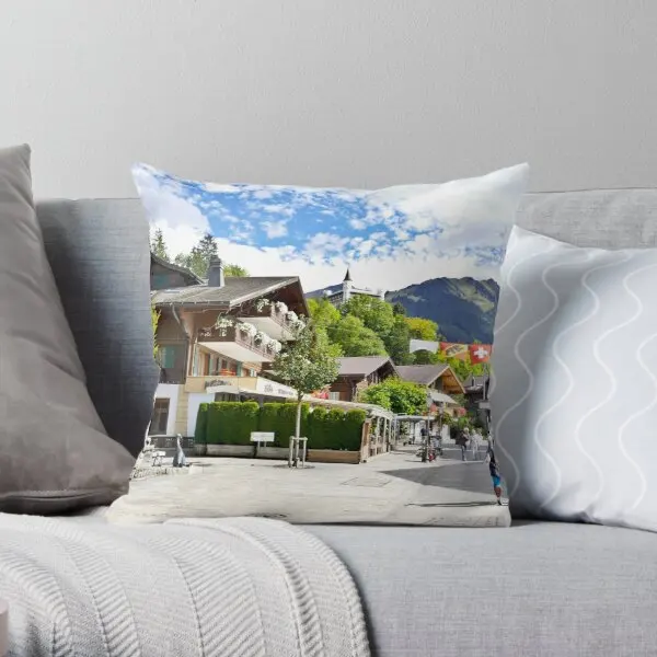 Gstaad Switzerland On A Sunday Morning  Printing Throw Pillow Cover Waist Bedroom Anime Cushion Pillows not include One Side