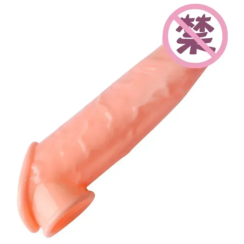 Reusable Penis Sleeve Extender Cock Rings Delay Ejaculation Penis Condoms Dick Silicone Glans Cover Enlargement Sex Toys for Men