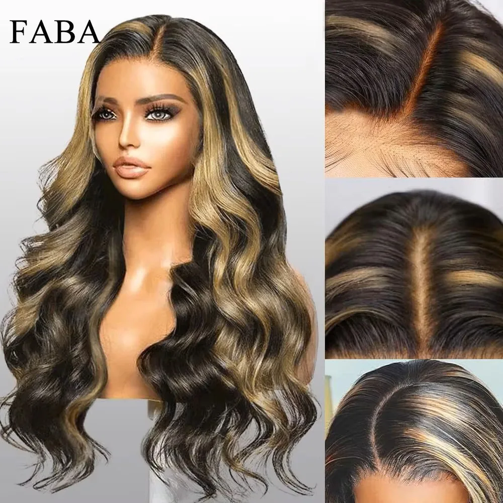 40Inch Highlight Body Wave Human Hair Wig 1B/27 Highlight Body Wave Lace Front Wig 13x4 Lace Front Wig Human Hair 180% Density