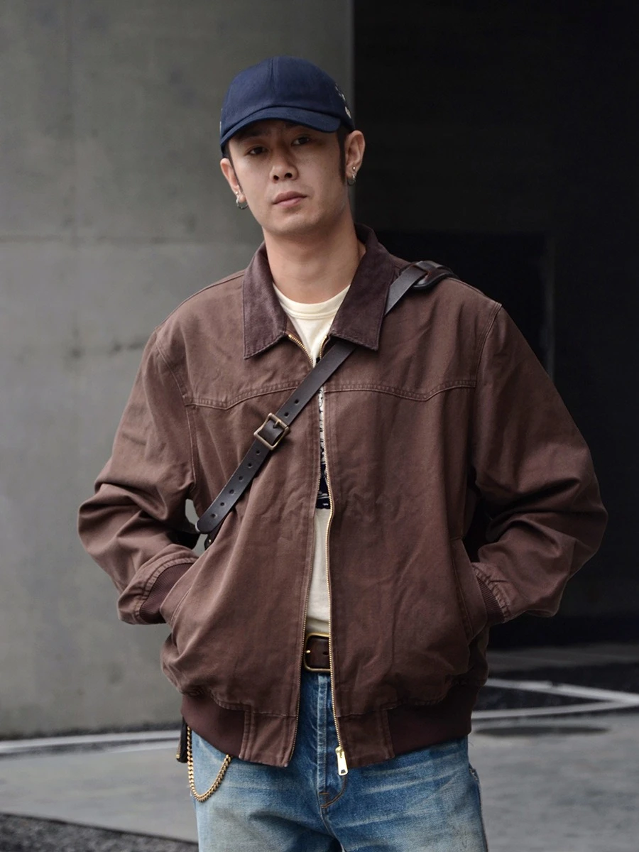 Spring New Men's Jacket Solid Color Lapel Long Sleeve Zipper Decor Big Pockets Casual Comfortable Simple Versatile Cardigan Coat