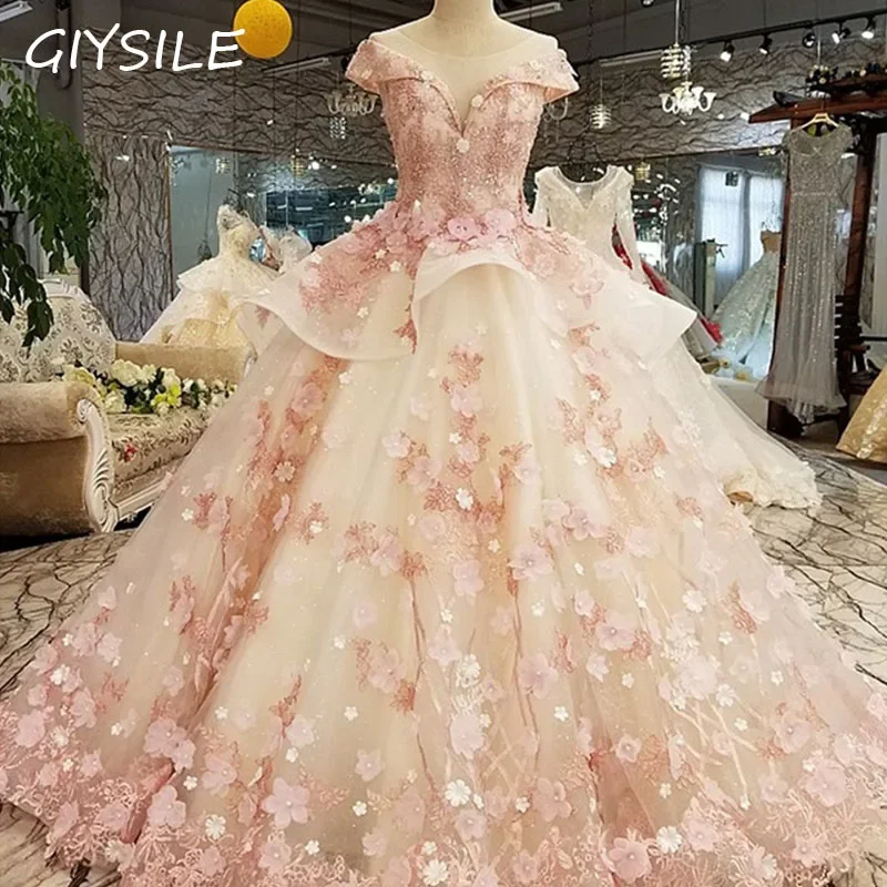 Pink Princess Bride One Shoulder Korean Slim Fit Slim Wedding Splendid Feast Wedding Evening Dress Wedding Dresses for Women