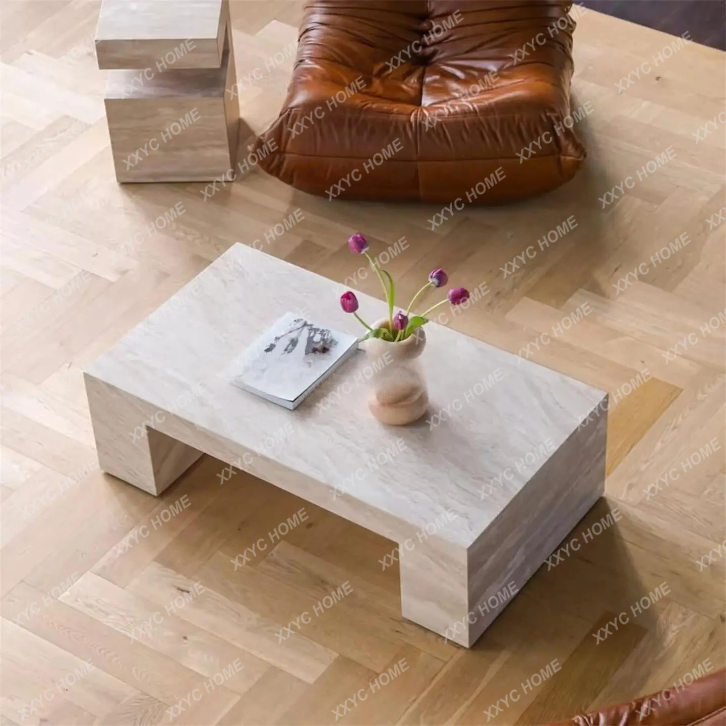 

SSH Minimalist Rock Version Coffee Table Rectangular Living Room Coffee Table Marble Fashion