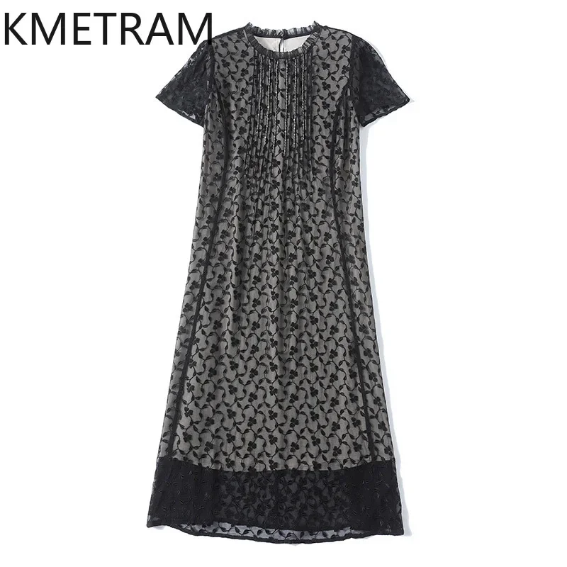 KMETRAM-Robes brodées Mulberry InjEmbroidery pour femmes, Robes longues de luxe, Vêtements éducatifs, Nouveau, Été, 100%, 2024