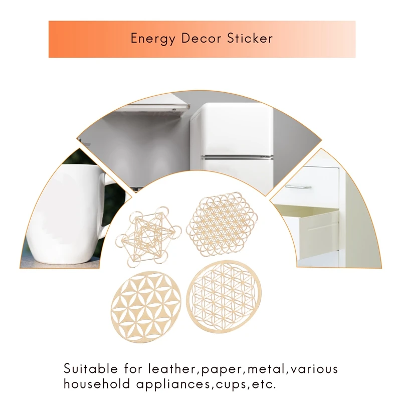 4 pz/set New Metal Energy Decor Sticker Flower Of Life