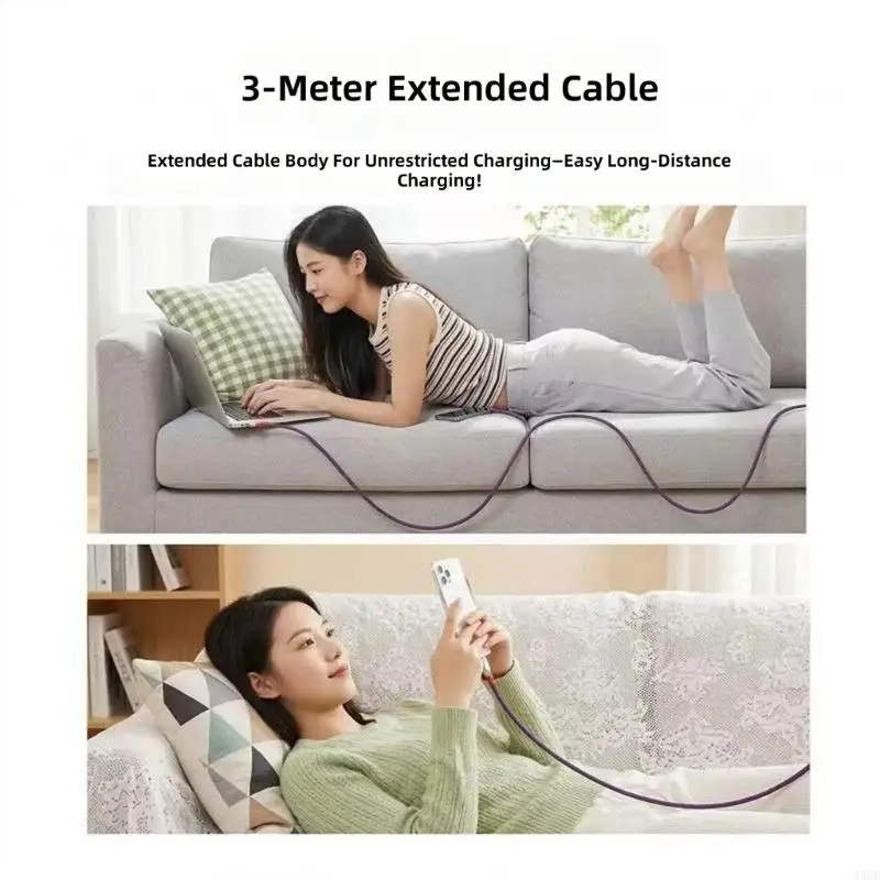 Fast Speed 6A Type C to Type C Charging Cable Braided Design for Mobile Power 83CF