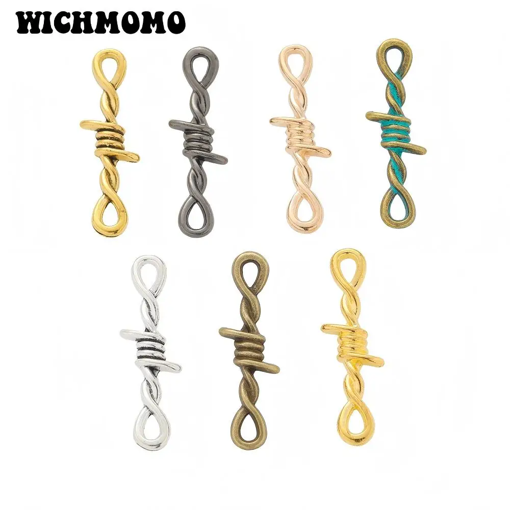 New 31mm 15pcs Retro Alloy Thorns Shape Charms Pendant Connector for DIY Earrings Handmade Materials Jewelry Accessories