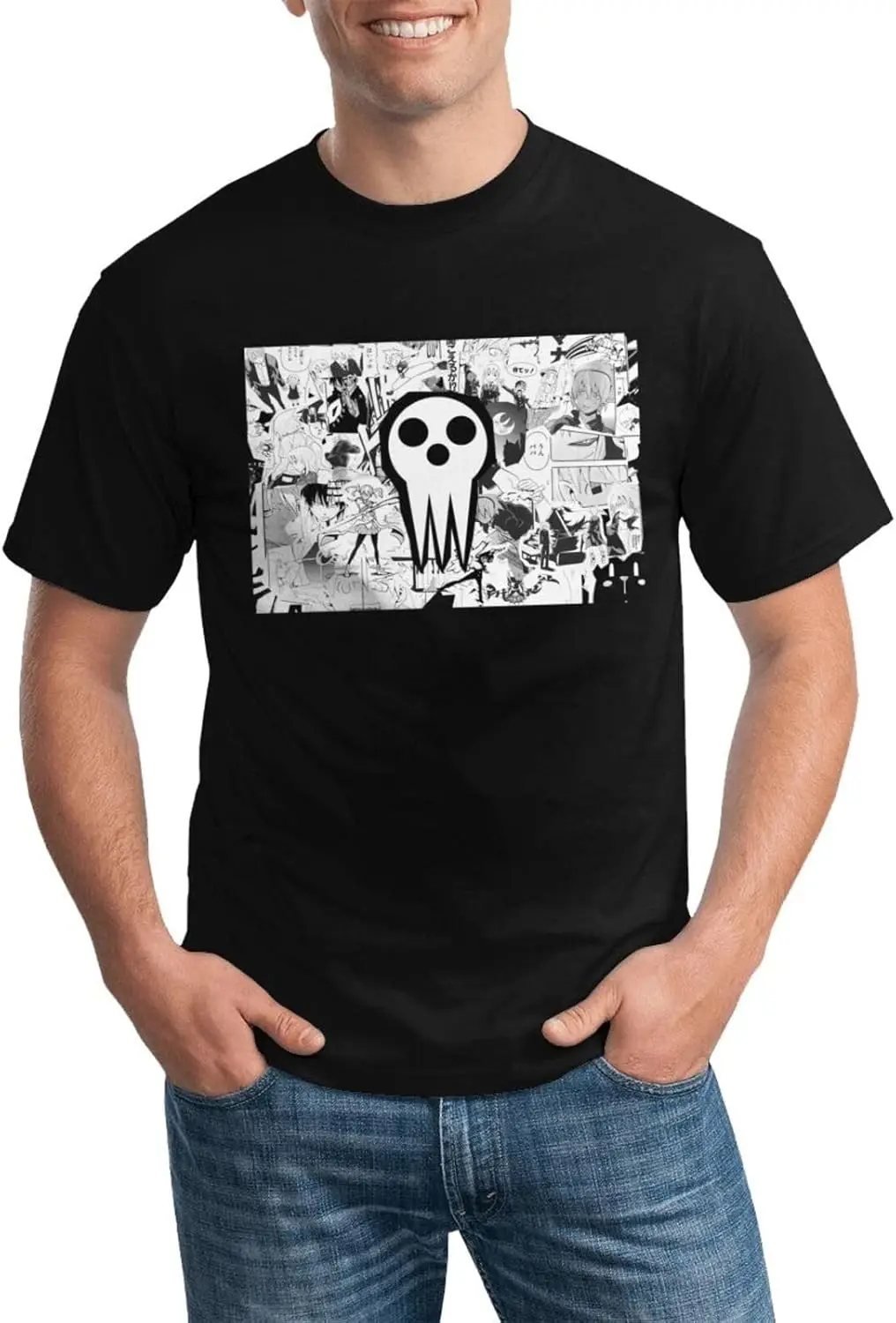 Soul Anime Eater Shirt Men's Breathable Graphic Custom Short Sleeve Tshirt Fashion Crew Neck Tees Top