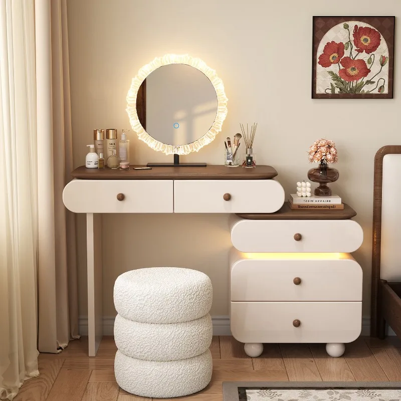 

Wooden Large Vanity Table Design Luxury Save Space Fashion Modern Dressing Table Universal Penteadeira Chinese Style Furniture