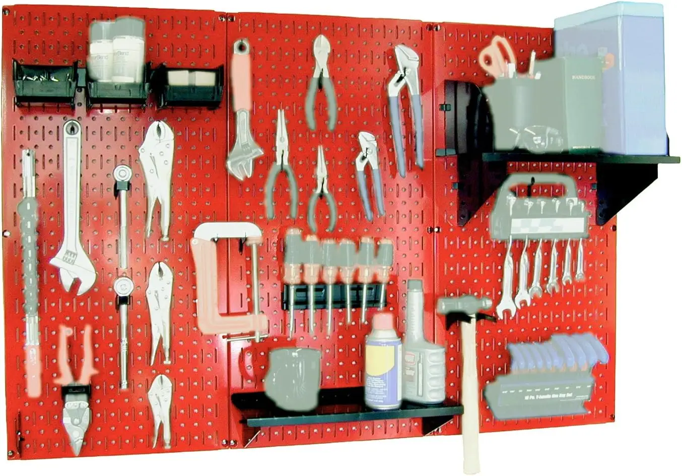 Wall Control 30-WRK-400RB Standard Workbench Metal Pegboard Tool Organizer,Red/Black