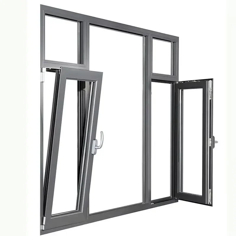 Modern Design Flat Opening Inward Tilting Tilt Turn Window Broken Bridge Aluminum Alloy Casement Window Bathroom Heat