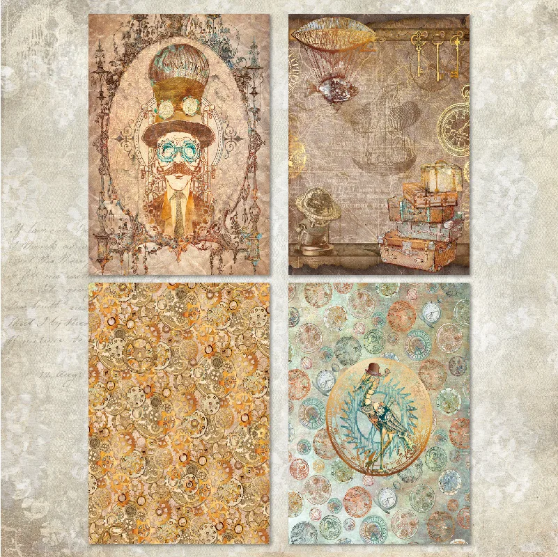 KLJUYP 8sheets A5 size Clocks Scrapbooking patterned paper Fancy Card Pack Light weight Craft Paper Card