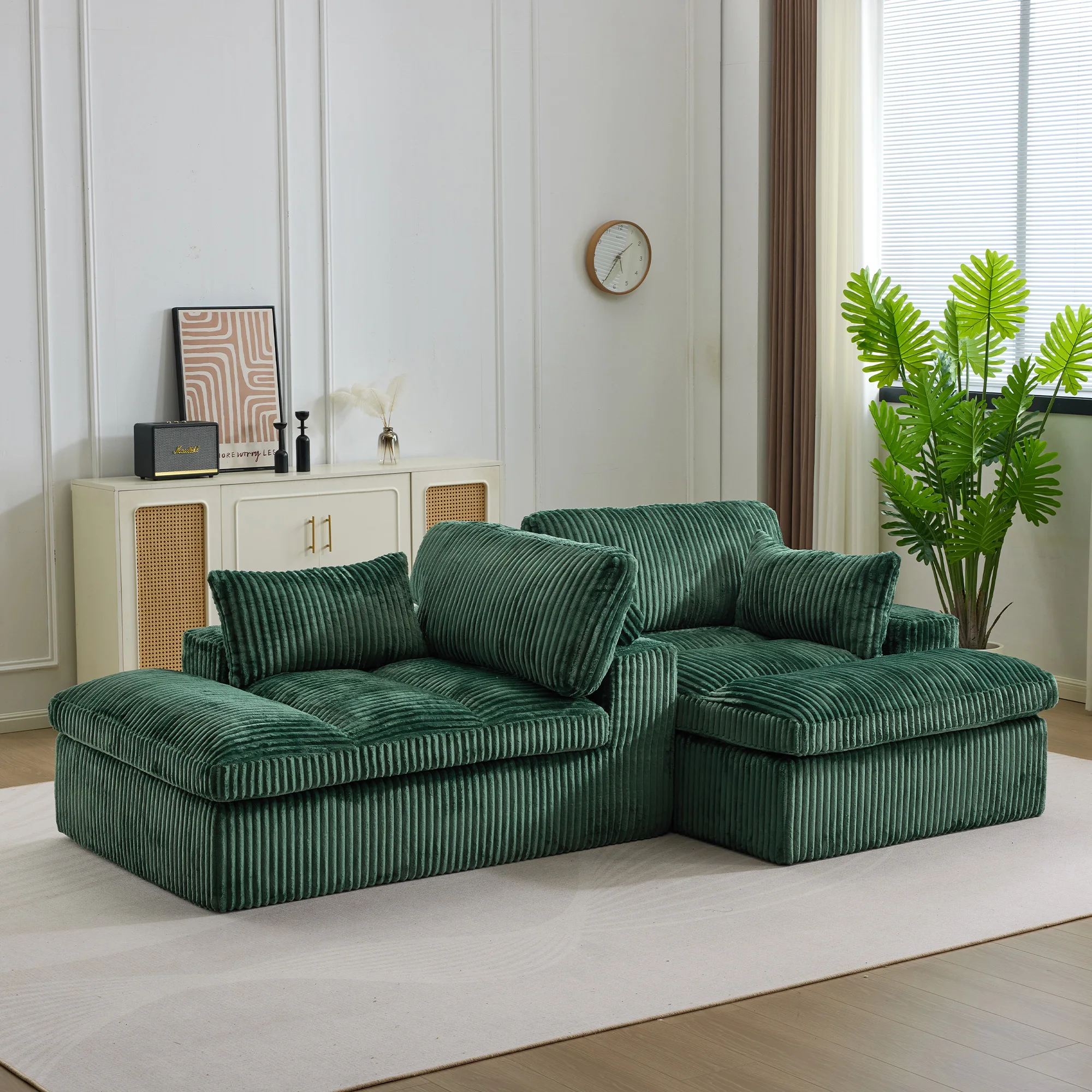 Modernes Cord-Schlafsofa, keine Montage erforderlich, frei kombinierbares Sofa, Loveseat, ergonomisches Design, Schnittsofa für Wohnzimmer, Schlafzimmer