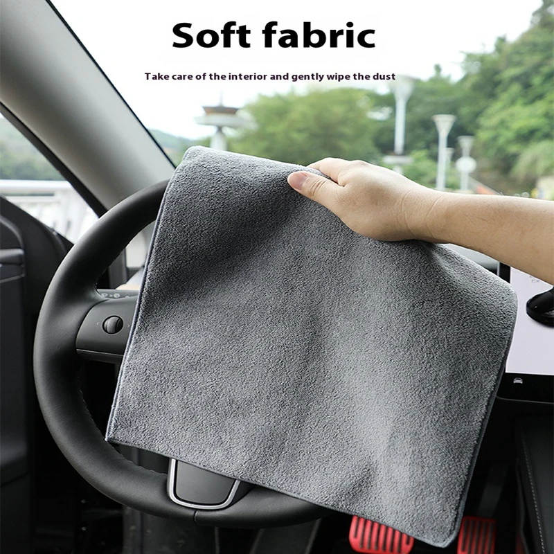 2pcsCar Towel Car Wash Microfiber Towel Suede Double-sided Absorbent Traceless Reusable Glass Cleaning Cloth Cars Cleaning Tools