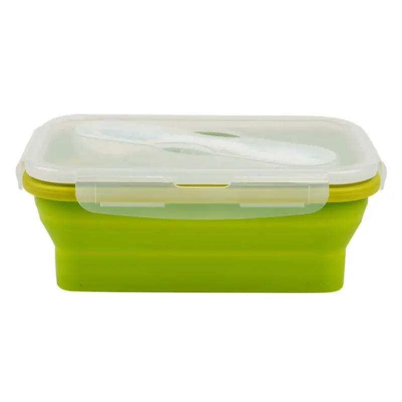 Lunch Box for Office Workers, Food Grade Silicone, Rectangular, Foldable, Microwave Safe, Leakproof, Adult Bento Container view 5
