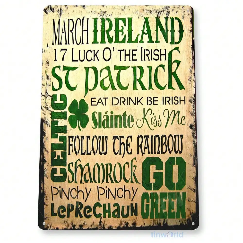 Vintage Irish Pub Blechschild Metall-Wandkunst St. Patrick's Day Rustikale Heimdekoration Geschenk