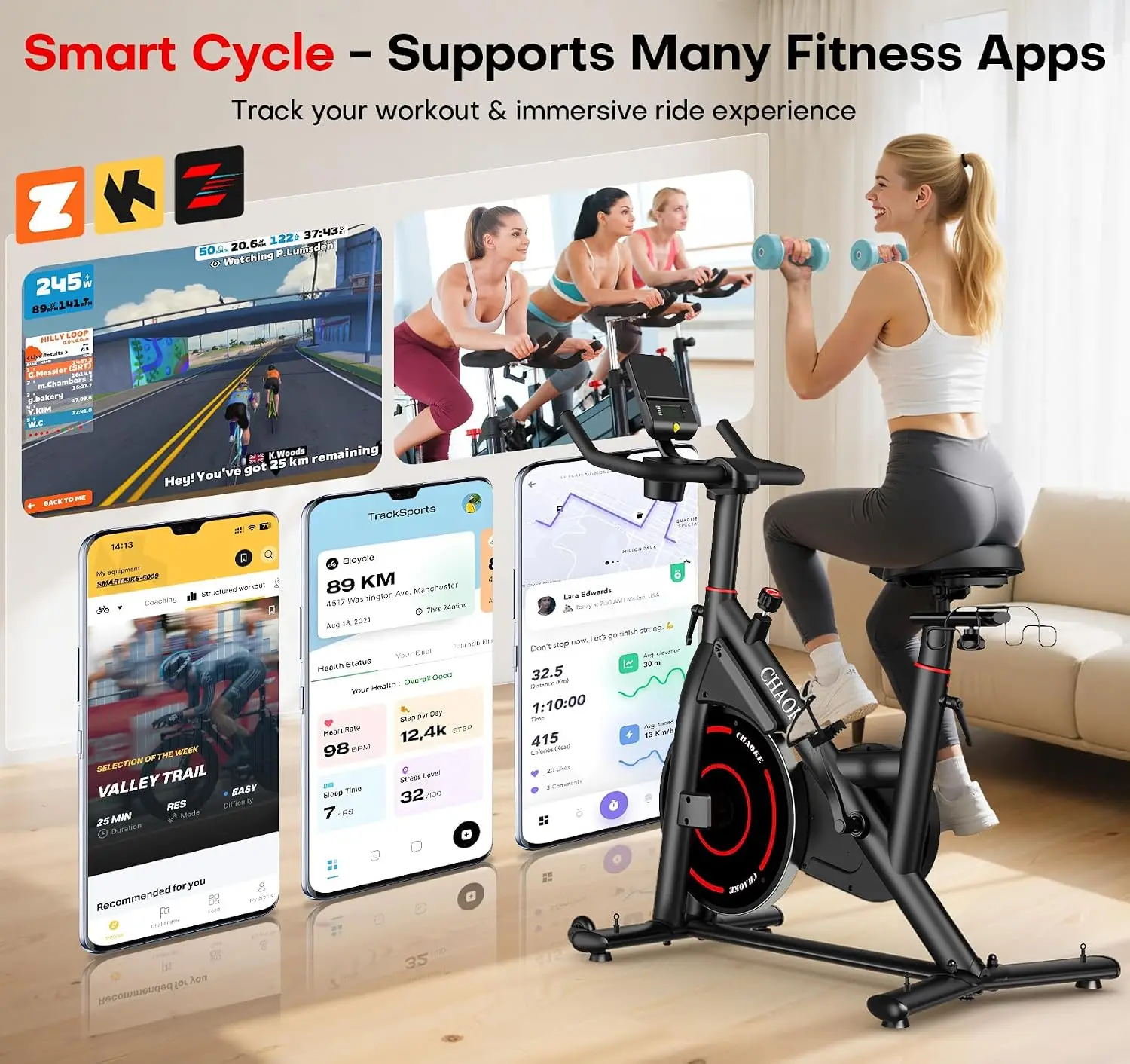 Exercise Bike, Quiet Adjustable Magnetic Stationary Bike for Home Cardio with App Compatible, 350LB Weight Capacity Indoor Cycling Bike with Comfortable Seat, Digital Display for Home Fitness