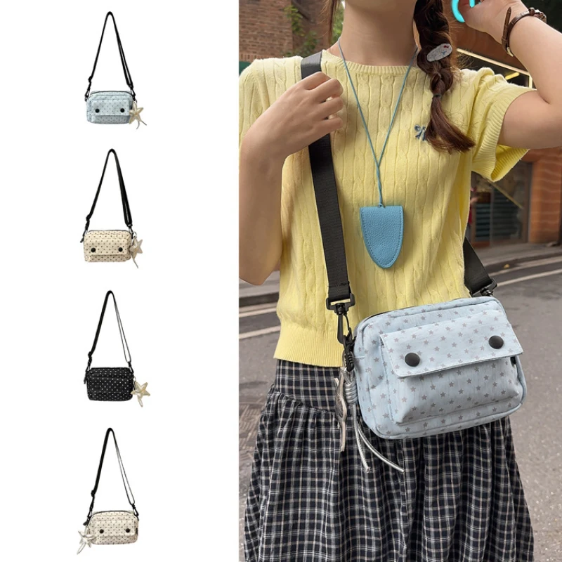 

Women's Crossbody Bag 2026 New Fashion Minimalist Square Bag Korean Retro Striped Polka Dot Casual Travel Shoulder Bag