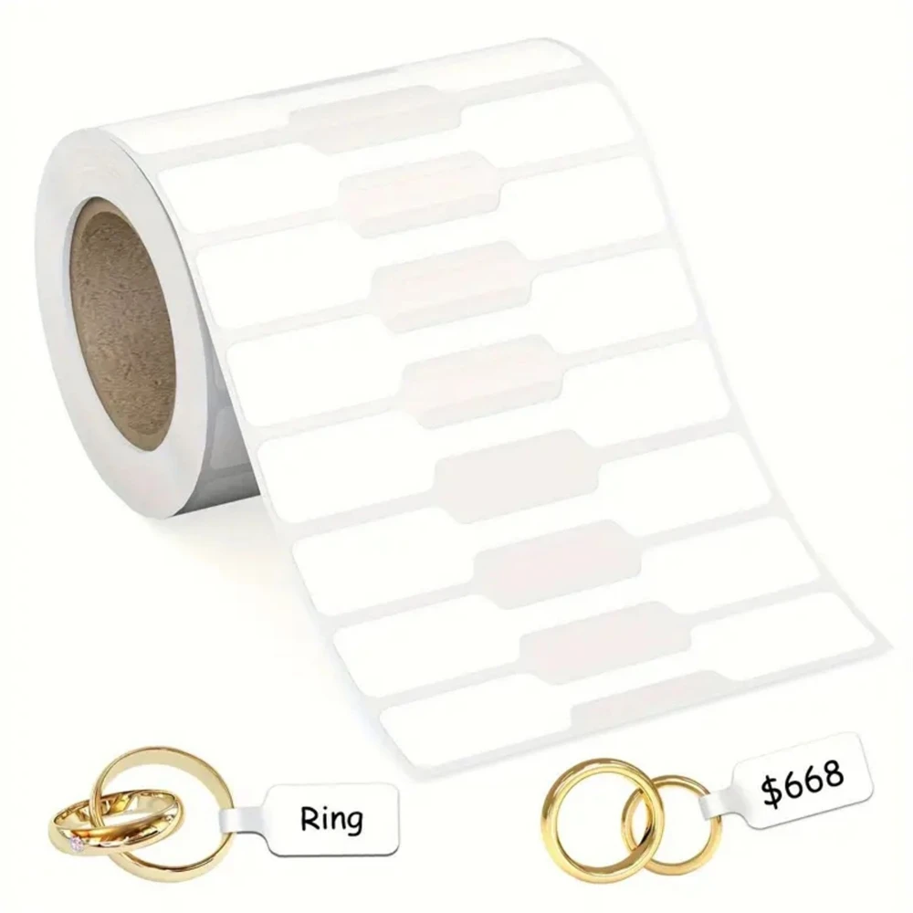 500Pcs/Roll Blank Paper Price Tags Portable Self Adhesive Stickers Jewelry Hangtags Necklace Ring Display Packaging Wholesale