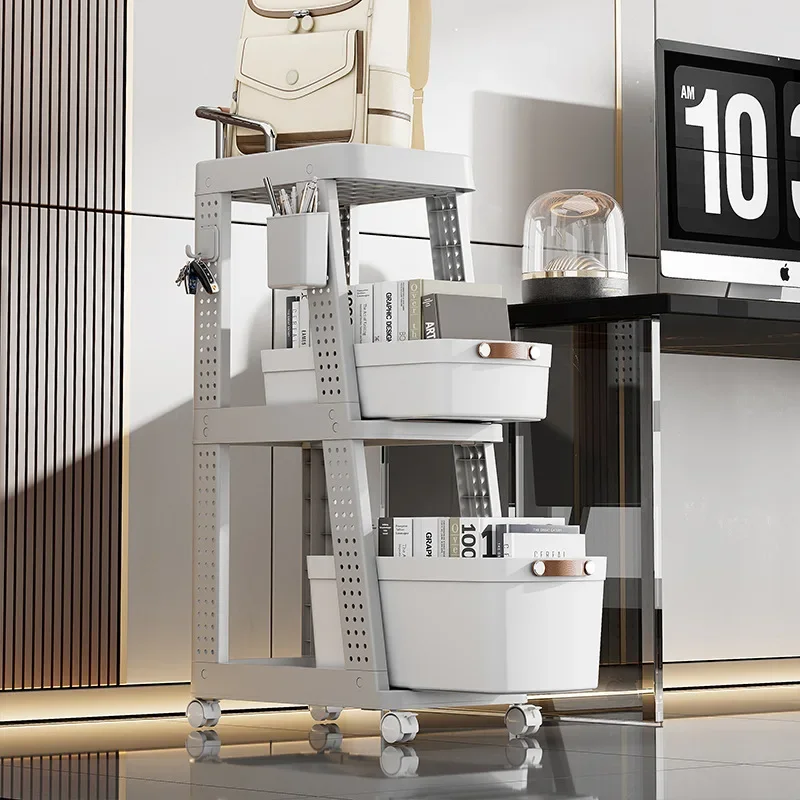 Household schoolbag shelf Multifunctional storage rack Bedroom kitchen Floor shelf Small cart storage and finishing rack