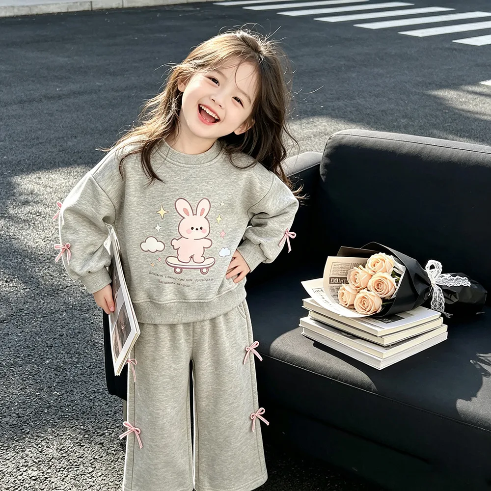 2026 Neues Baby-Mädchen Frühlings- und Herbst-Set Neues Kinder-Freizeitset mit Langarm-Cartoon-Hoodie und Hose Zweiteiliges Set 100-140 – Detail 27