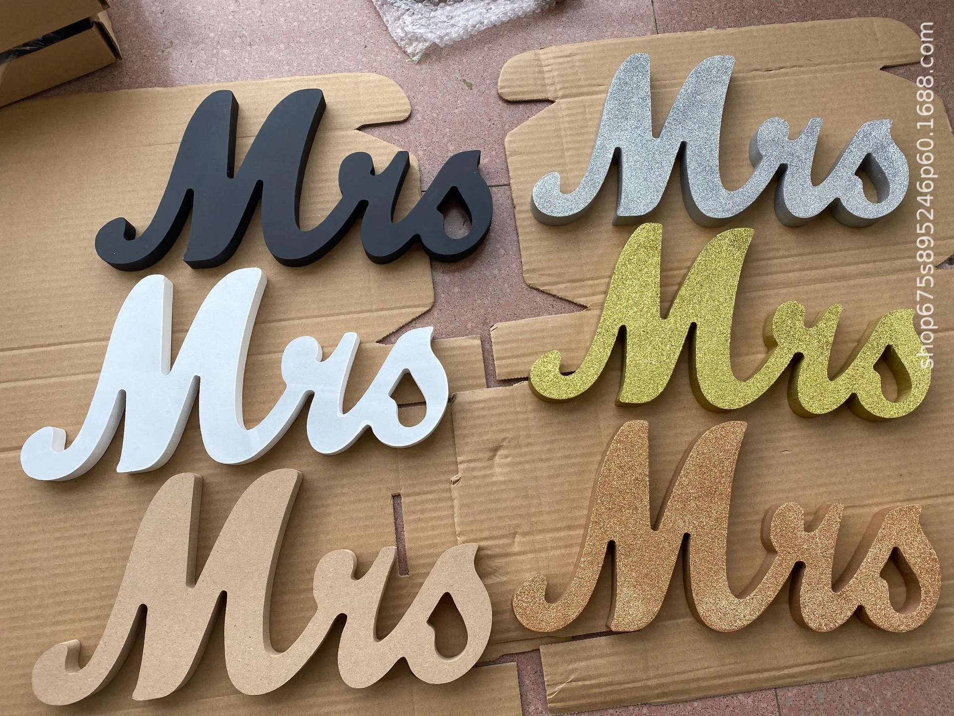 Just Married Decoration Wood Mr and Mrs Letters White Paper Just Married Bunting Cards   Banner