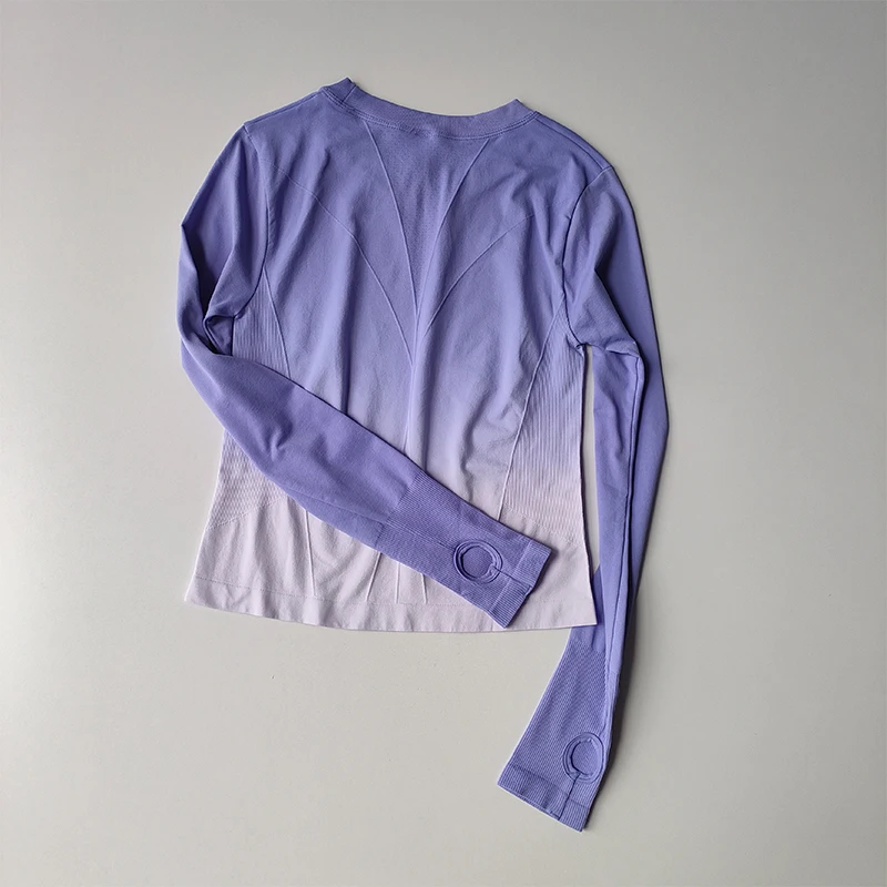 Schlankmachendes Sport-T-Shirt, Fitnessanzug für Damen, eng anliegendes, schnelltrocknendes Oberteil, Yoga-Anzug, Trainingskleidung, schmal geschnitten, lange Ärmel – Detail 4