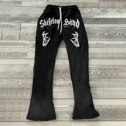 Y2k Street Printed Flared Pants Men's Harajuku Casual Loose Wide Leg Pants Joggers Hip Hop 2024 Straight Vintage Trouseres Pants