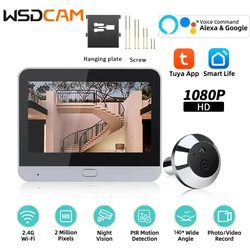 WSDCAM Wifi Indoor Camera 1080P Tuya Peephole Doorbell PIR Motion Detection Door Viewer Night Vision One Way Talk 5000mAh