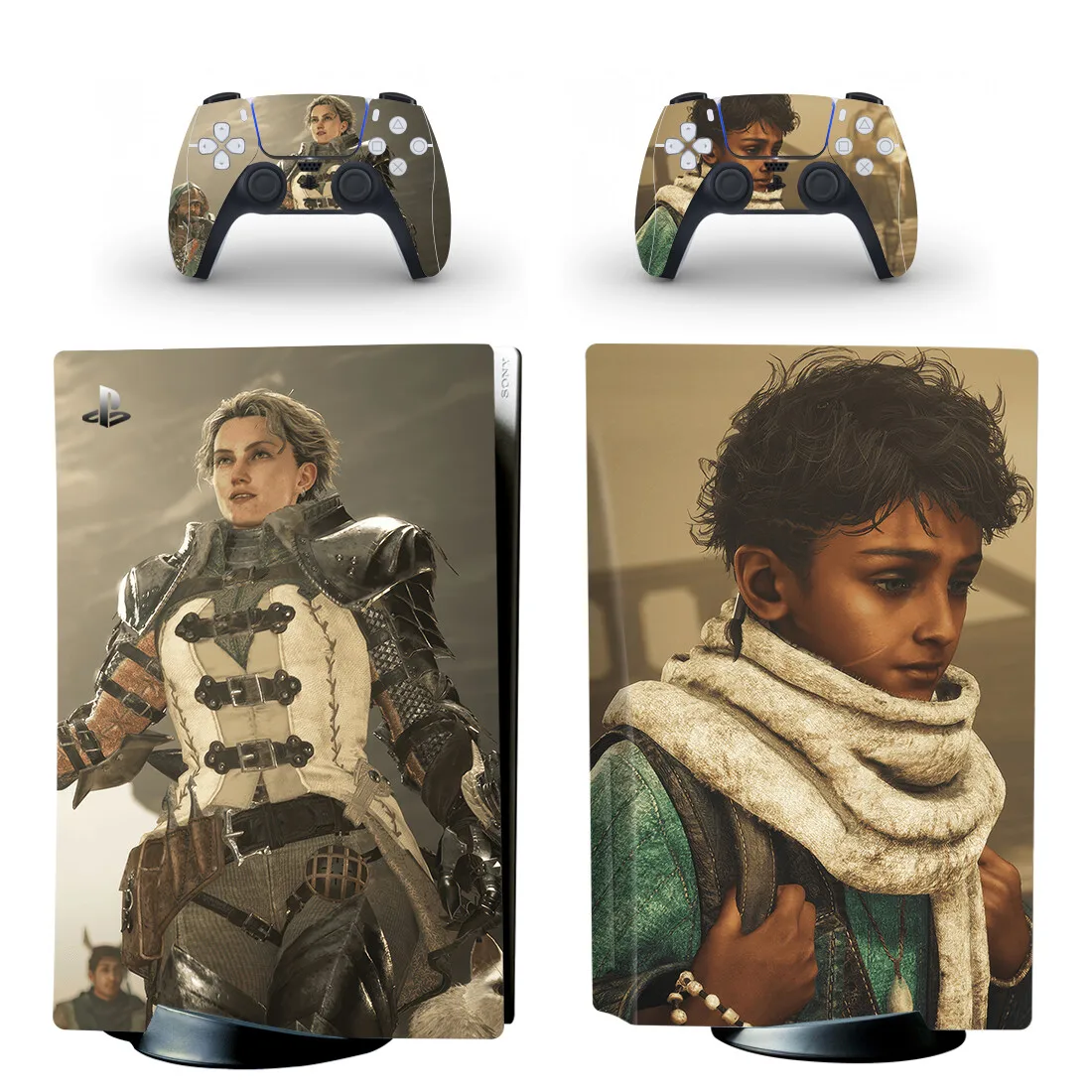 Monster Hunter Wilds PS5 القرص الجلد ملصق حامي غطاء لاصق لوحدة التحكم ووحدة التحكم PS5 القرص الجلد ملصق الفينيل