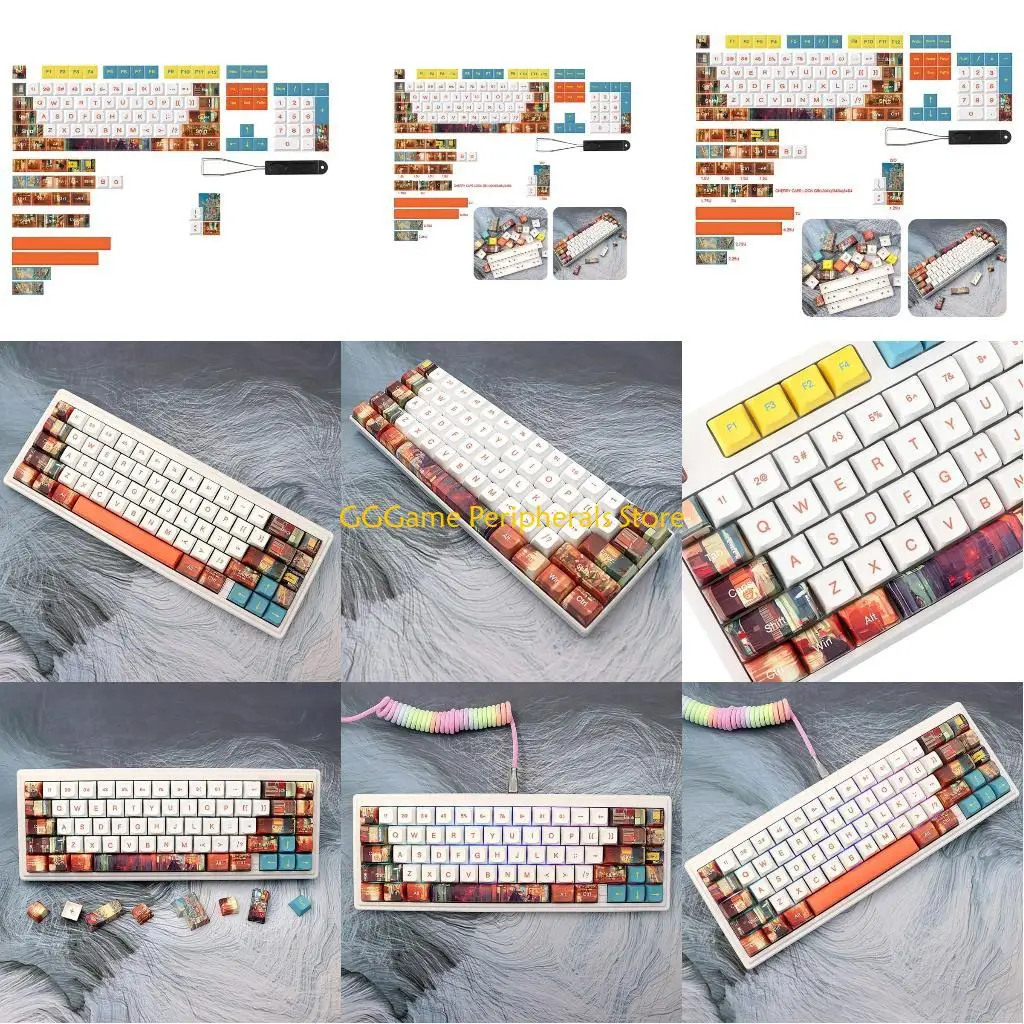 

U55B PBT XDA Profile Keycaps City Life Theme 133-key Keycap Set for Gaming Mechanical Keyboards MX-Switches DIY DYE-SUB